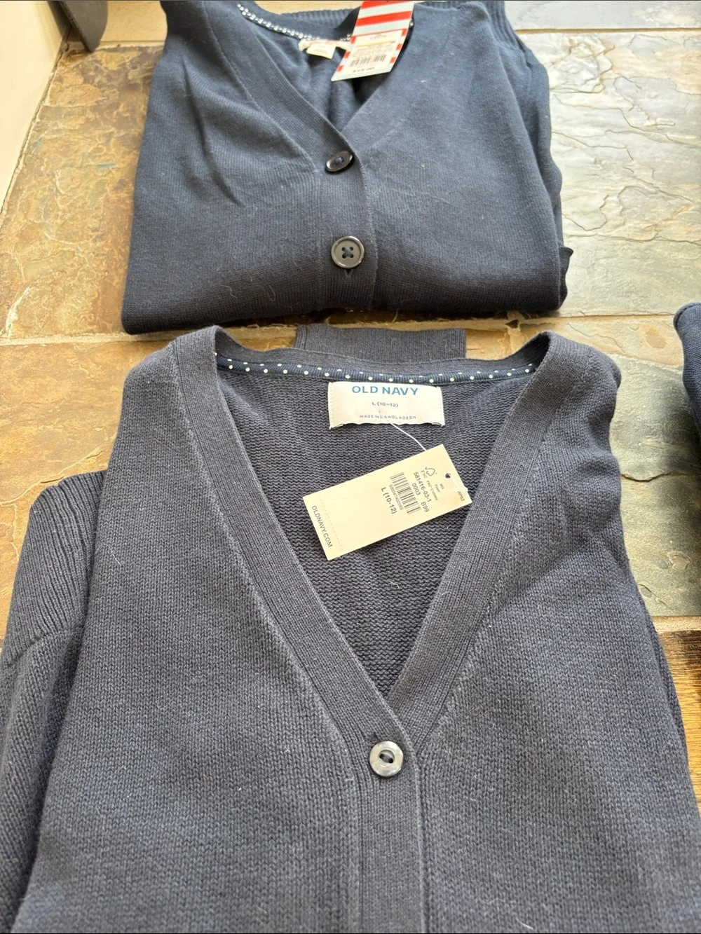 Uniform Short Sleeve Polos 6 - 2 Navy Cardigans - all size L 10-12 NWT